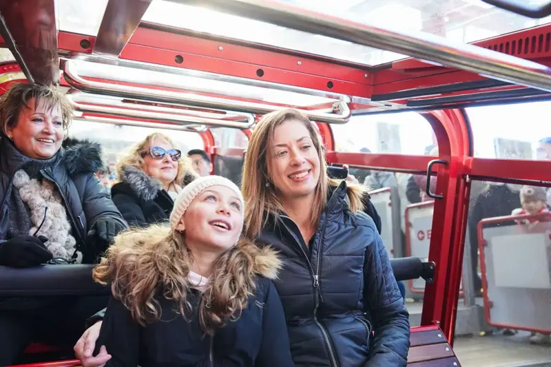 Passengers in a Scenic Railway carriage