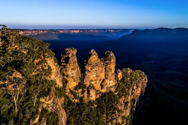 Late light on the Three Sisters